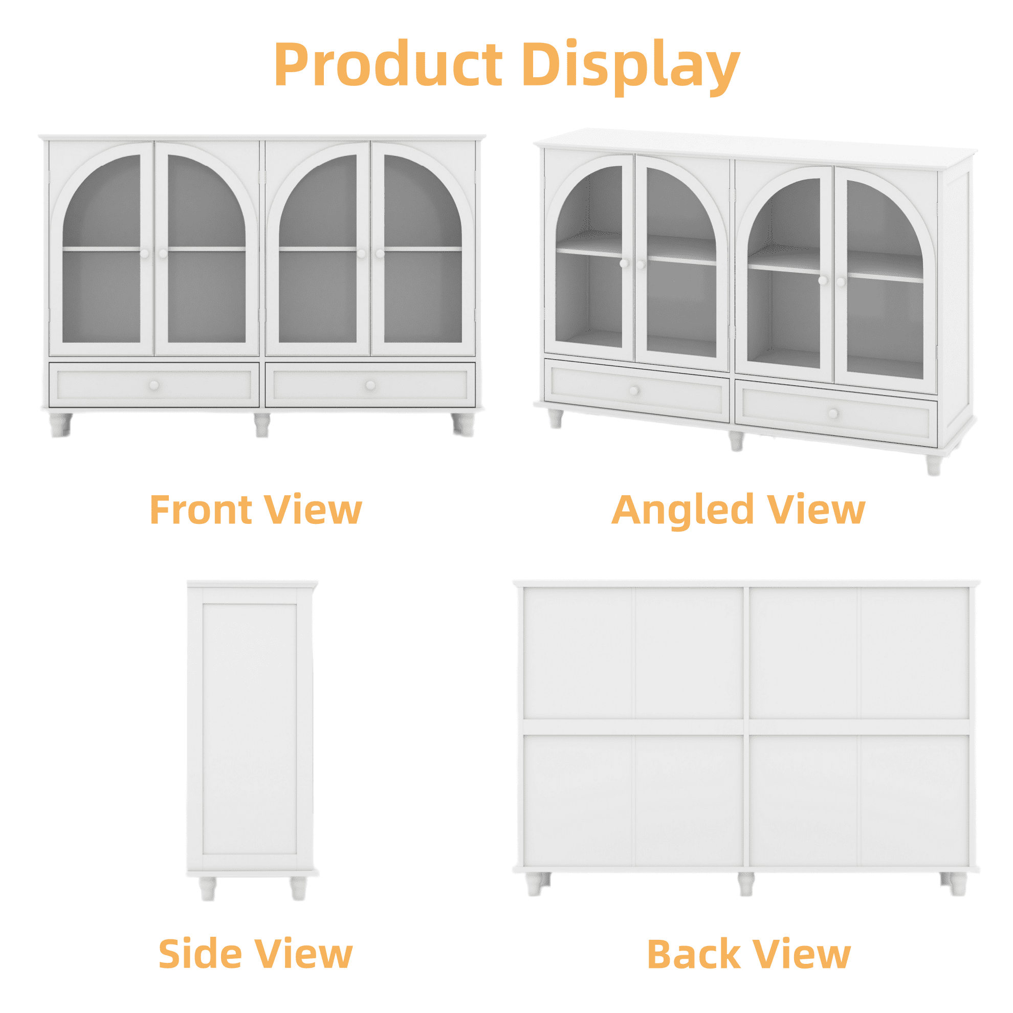 Aukfa 2 PCS Buffet Pantry Cabinet,Wood Sideboard Storage Cabinet for Dining Room Hallway Entryway,White