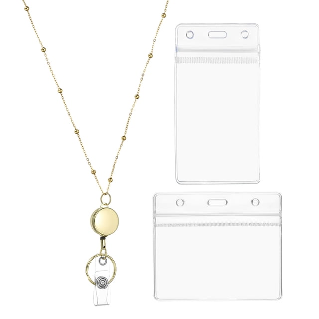 Collar de insignia redondo Uxcell con 1 juego de soporte para ID, tono dorado