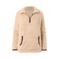 thumbnail image 4 of Lightweight Sweaters for Women Solid Color Half Zip Long Sleeved Pullover Fall Tops,Khaki,L, 4 of 6