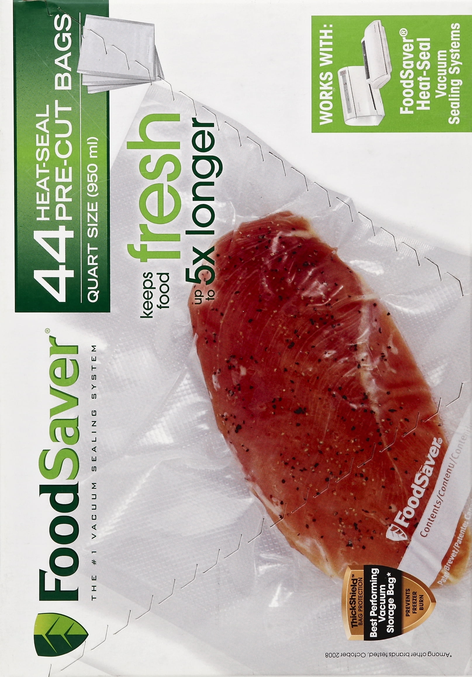 Foodsaver foodsaver vacuum sealer bags for airtight food storage and sous  vide, 1 quart precut bags (44 count)