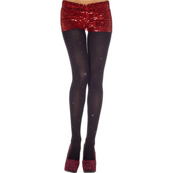 Music Legs 37002-BLACK Studs Spandex Opaque Tights - Black