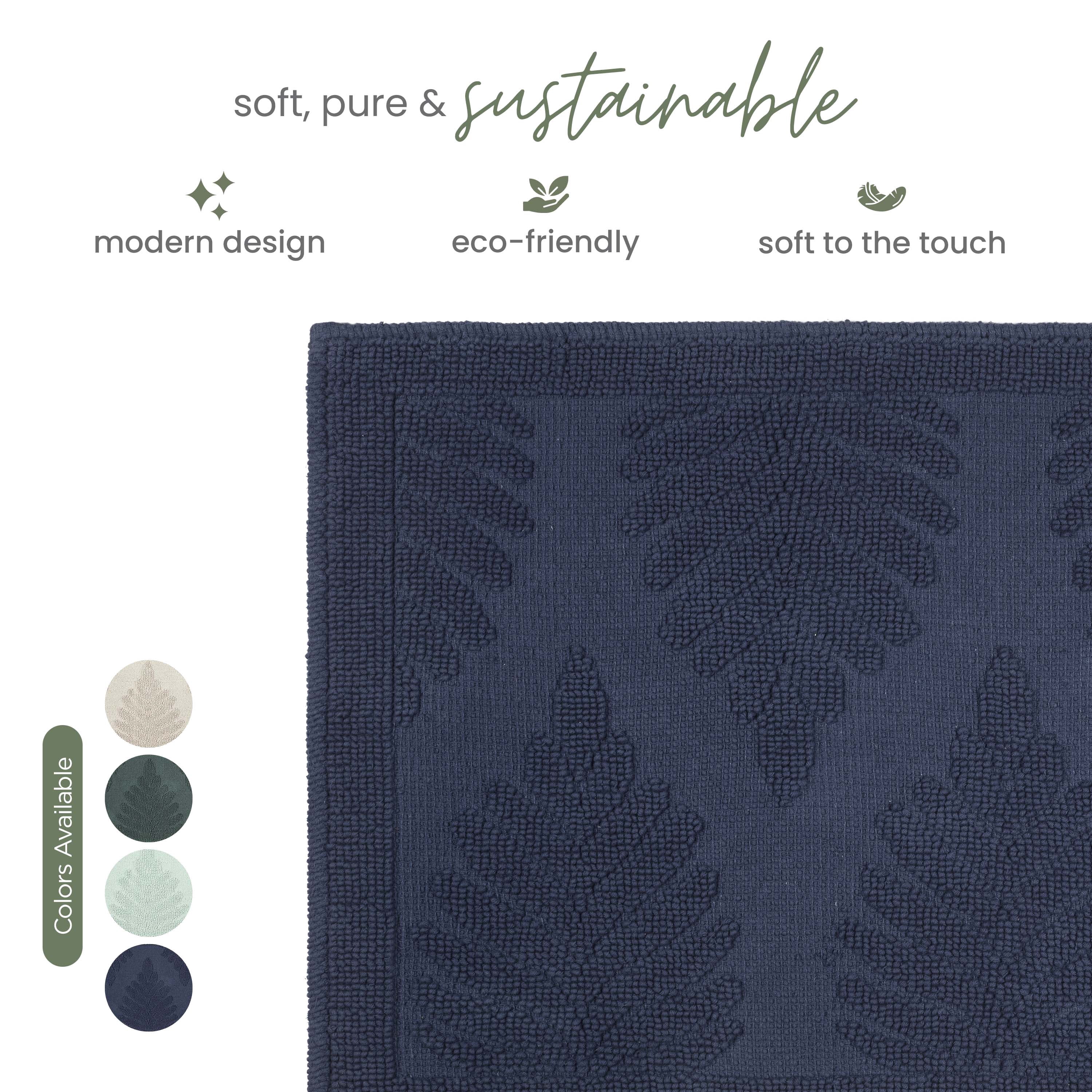 Martex Restore Fern Cotton Bath Rug, 20" x 32", Navy