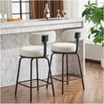 thumbnail image 2 of White Modern Swivel Bar Stools Set of 2, Boucle Fabric Counter Height Stools with 360° Rotation, Footrest, for Kitchen Island, Dining Room, 2 of 10