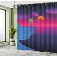 thumbnail image 4 of Ambesonne Synthwave Shower Curtain, Retrowave Beach and Sun, 69"Wx70"L, Indigo and Multicolor, 4 of 4