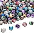 thumbnail image 3 of CHUANK Quefe 500pcs Craft Beads for Jewelry Making  for Bracelets Making Space Acrylic Beads in Ink Patterns with 50pcs Spacer Beads and Crystal String (8mm), 3 of 7