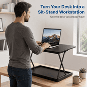 Uncaged Ergonomics CHANGEdesk Mini Compact Standing Desk Converter, 27.5 x 19.5 in., 4 Heights, Fully Assembled, Black