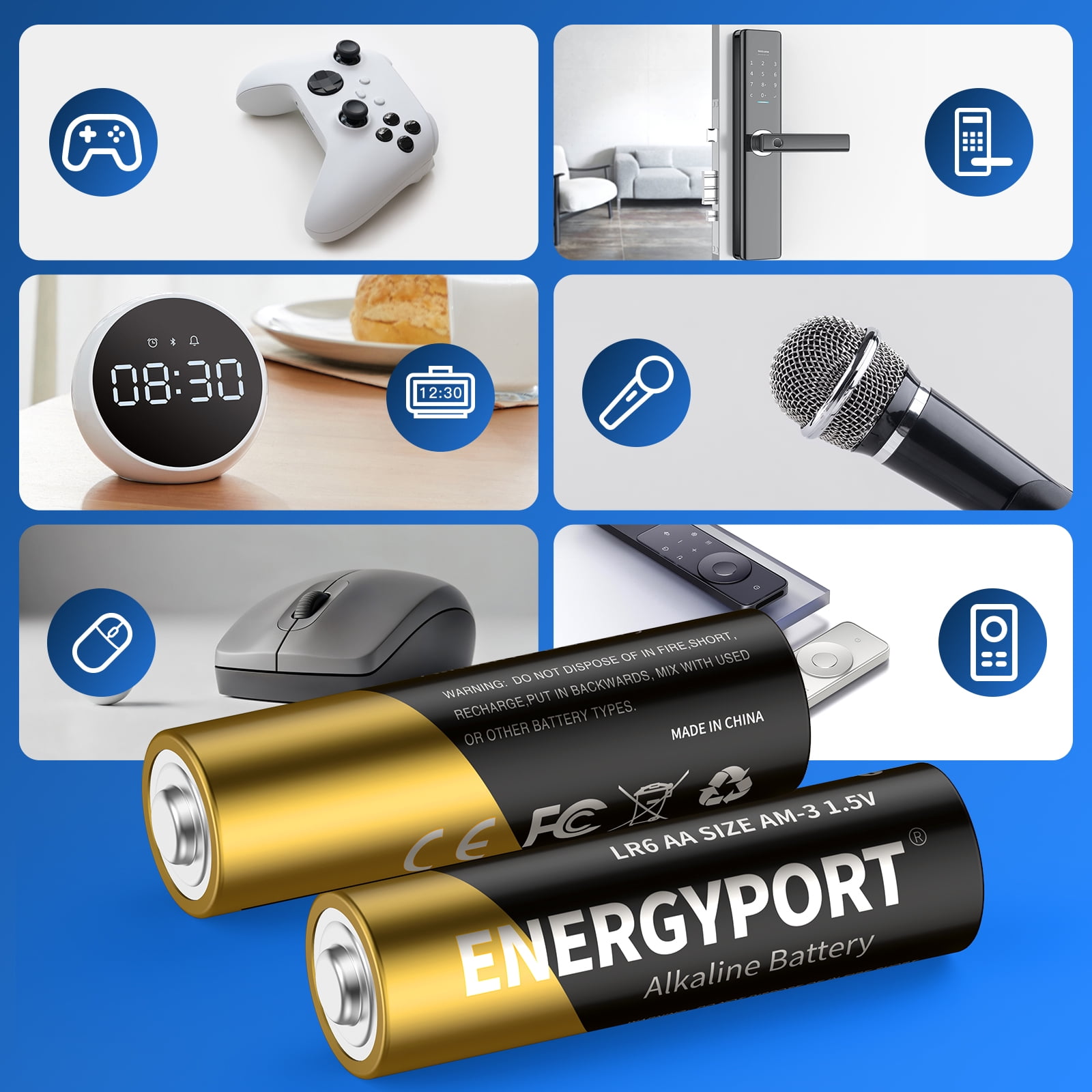 ENERGYPORT 100-Count AA Batteries, Maximum Power Super Alkaline Battery, 10-Year Shelf Life