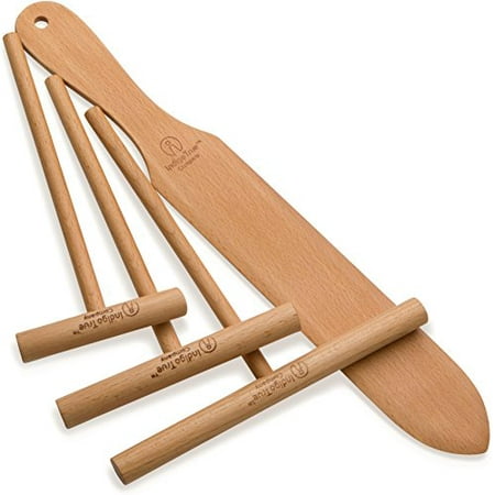 Crepe Spreader and Spatula Set - 4 Piece (7", 5", 3.5" Crepe Spreaders and 14" Crepe Spatula) Convenient Sizes to Fit Any Crepe Pan Maker