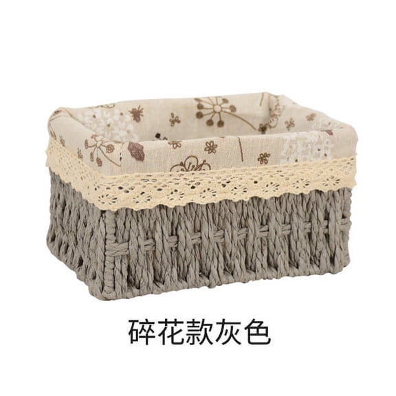 Desktop Storage Basket Woven Storage Basket Modern Woven Sundries Basket with Cloth Liner