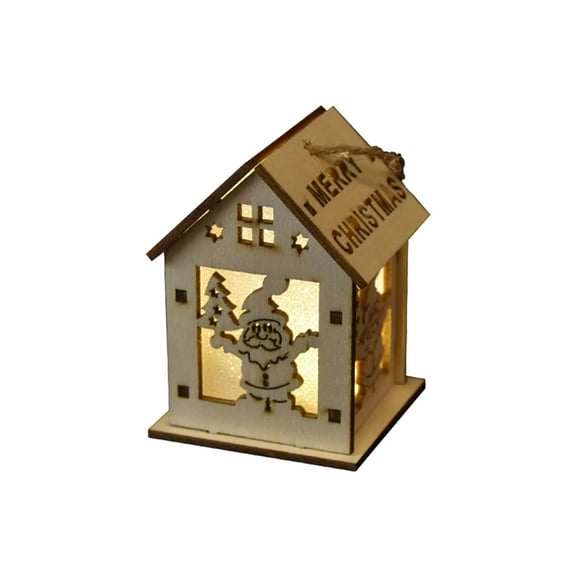 Christmas Glowing Wooden Houses DIY Snow Village Tree Decorations Gifts - Window Display Decor for Holiday Season(A)