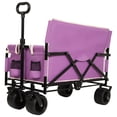 thumbnail image 4 of 3-in-1 Convertible Wagon Cart with Bench Seat & Storage - Heavy-Duty 500lbs Capacity, 180L All-Terrain Utility Wagon for Outdoor, Compact Foldable Design, Purple, 4 of 9
