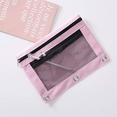 3 Rings Binder Pencil Pouch, Pencil Case with Clear Window 