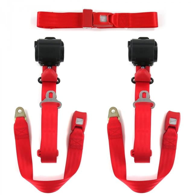 Standard 3 Point Red Retractable Bench Seat Belt Kit for Chevy Truck