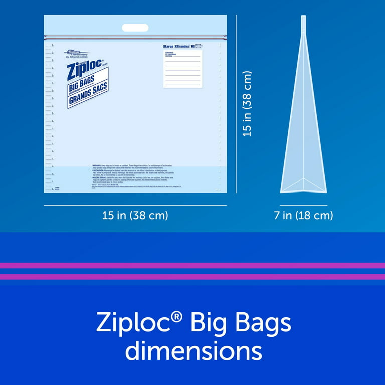 Ziploc® Big Bags, Large, Secure Double Zipper, 5 ct, Expandable Bottom,  Heavy-Duty Plastic, Built-In Handles, Flexible Shape to Fit Where Storage  Boxes Can't 