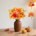 thumbnail image 1 of Ramo de flores de hojas de arce artificiales de otoño | Corona de calabaza de Acción de Gracias | Plástico multicolor, 35cm | Tallos decorativos realistas | Centro de mesa de otoño | Duradero, 1 of 6