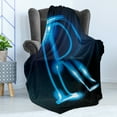thumbnail image 4 of Letter R Soft Flannel Fleece Blanket, Writing Language with Futuristic Design Elements Modern Themed Calligraphy Print, Cozy Plush for Indoor and Outdoor Use, 70" x 90", Blue Black, by Ambesonne, 4 of 5