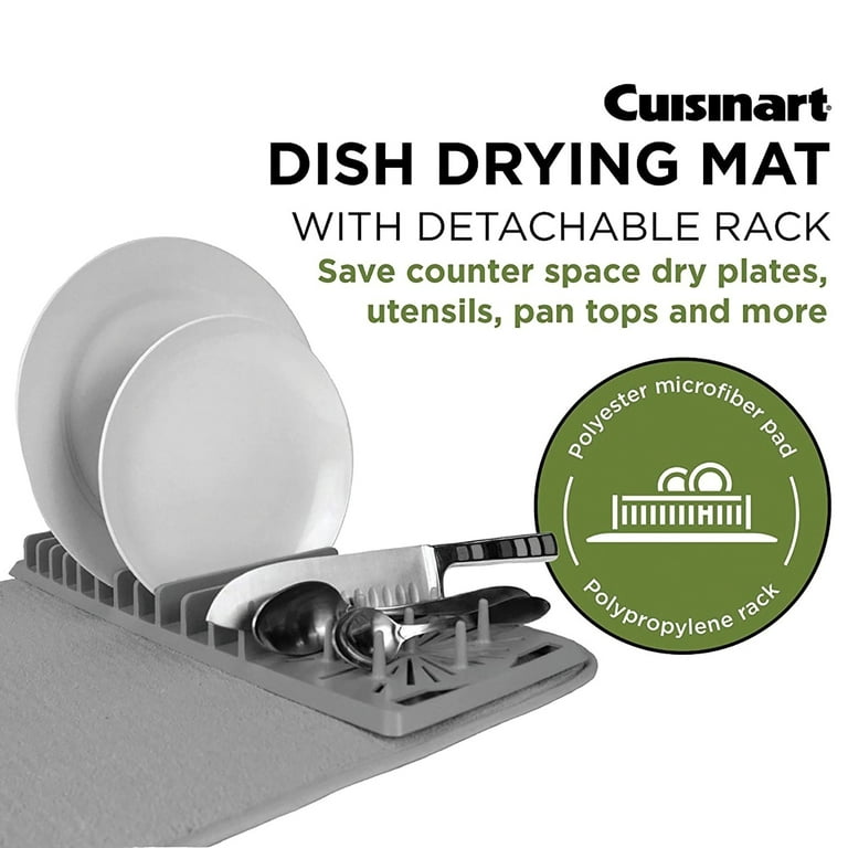 Cuisinart - Red Dahlia Geometric 2-Piece Dish Drying Mat & Rack Set