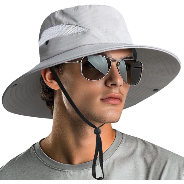 Ponytail Sun Bucket Hats for Women Men Wide Brim UPF 50+ Fishing & Beach Hats