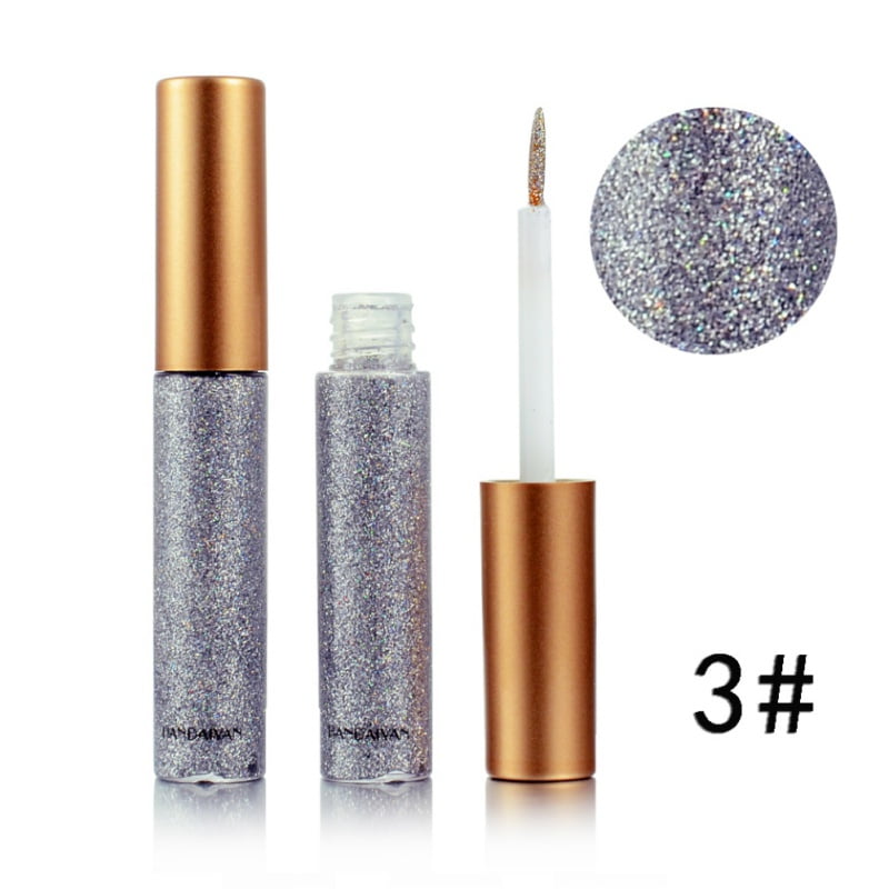 Professional Glitter Cosmetics 7 Color Waterproof Shimmer Pigment Silver Gold Metallic Liquid Glitters Eyeliner Makeup