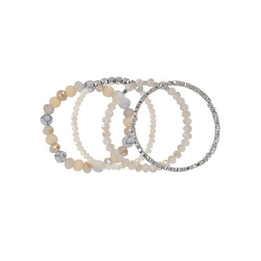 The Pioneer Woman - Women's Jewelry, Silver-tone Metal and Semi-Precious Bead Stretch Bracelet Set
