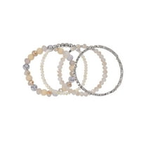 The Pioneer Woman - Women's Jewelry, Silver-tone Metal and Semi-Precious Bead Stretch Bracelet Set
