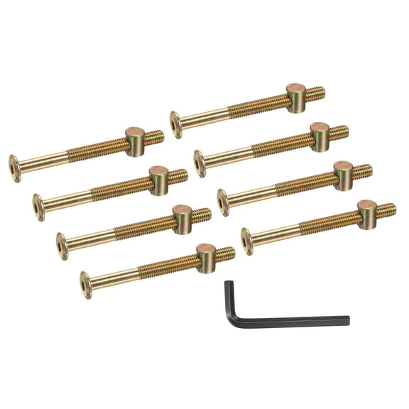 Uxcell 8 Set Bunk Bed Bolts and Nuts, M8x90mm Hex Drive Socket Cap Screws Nuts for Beds Headboards Chairs Furniture