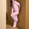 thumbnail image 7 of Aobny Cozy Womens Pjs Set Sleepwear Pink 2 Piece Cooling Solid Hoodies & Pants Juniors Pjs Set, 7 of 7