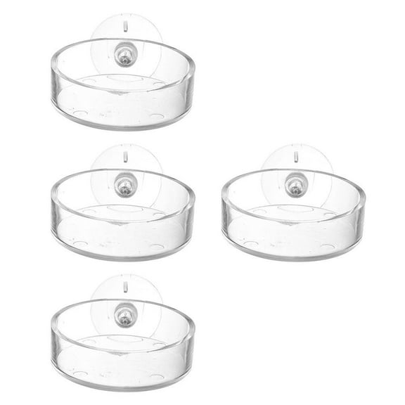 NICEXMAS 4Pcs Aquarium Feeding Tray Round Dish Transparent for Fish Tank and Pet Owners