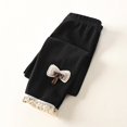thumbnail image 2 of Zwiiyzr 1-8Y Girls Thermal Underwear Bottoms Pants Bowknot Solid Color Long Johns Warm Base Layer Leggings Black, 2 of 3