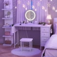 thumbnail image 6 of White Vanity Desk with Mirror and Light, Makeup Table Set with Chair, 8 Large Fabric Drawers & Power Outlet for Girls Bedroom, 6 of 7