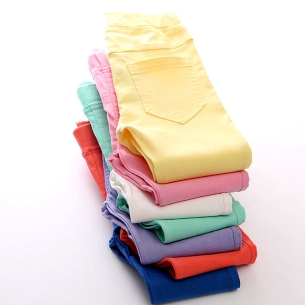 Pantalones pitillo para niñas, pantalones ajustados elásticos para bebés, leggings ajustados para niños de talla mediana y grande, pantalones vaqueros de imitación