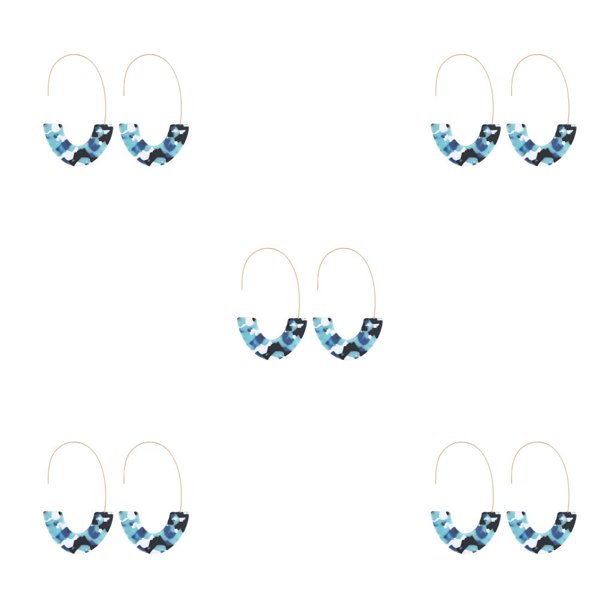 Qarigey 1 par de aretes en forma de U con estampado de leopardo geométricos universales colgantes de acrílico elegantes favores de fiesta para niñas Azul 5piezas Qarigey CBP234484