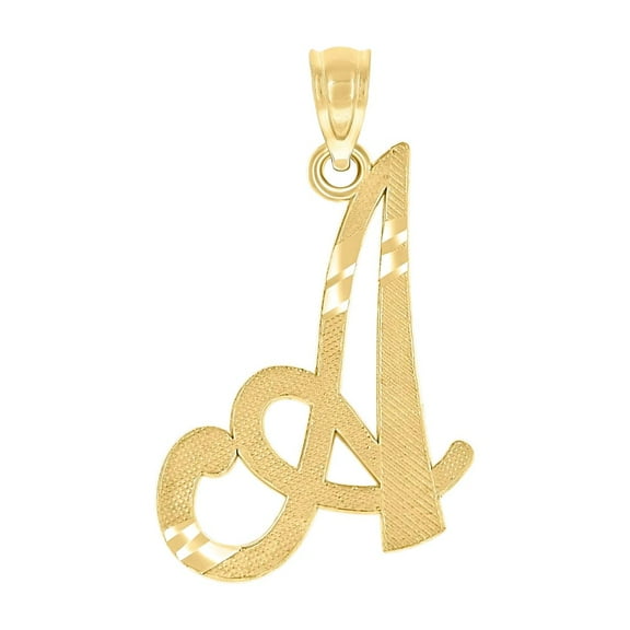 10k Yellow Gold Unisex Sparkle-Cut Letter Name Personalized Monogram Initial a Charm Pendant Necklace 23x13.20mm Wide Pe
