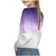 thumbnail image 7 of Girls Casual Twist Front Lightweight Sweatshirt Tie Dye Printed Long Sleeve Crop Tops Pullover Blouse Purple 10-11 Years, 7 of 7