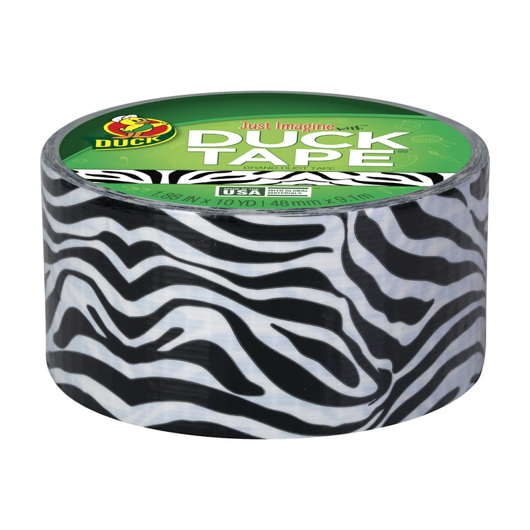 fællesskab reservation Tomhed Duck 1.88" x 10 yd. Black White Zebra Print Rubber Adhesive Duct Tape -  Walmart.com