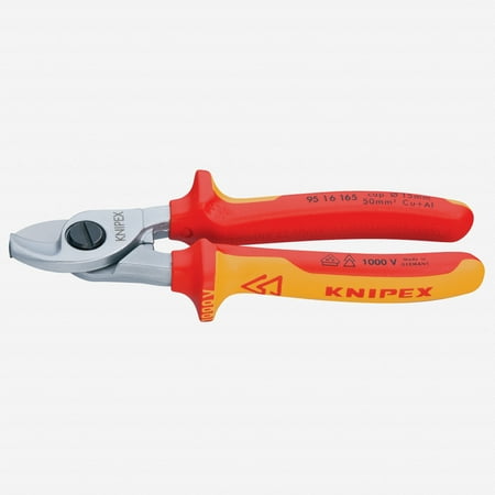 UPC: 0843221005931 | Knipex 95-16-165 6.5  Cable Shears – Insulated  Chrome