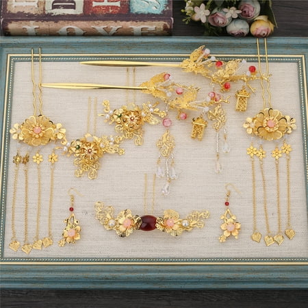 

Golden Phoenix Crown Hairpins Vintage Long Tassel Hair Chopsticks with Pearls for Women Girls Long Hair 5