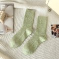 thumbnail image 2 of harmtty Dotted Yarn Pattern Socks Women Cotton Blend Socks Women Cotton Blend Mid-calf Socks Dotted Yarn Pattern Soft Skin-friendly Warm Color Solid Color Green, 2 of 8