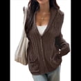 thumbnail image 2 of Cárdigan de Punto Grueso de Gran Tamaño para Mujer, Suéter de Larga con Abertura Frontal, Ropa de Abrigo para Otoño e Invierno Marrón S, 2 of 7