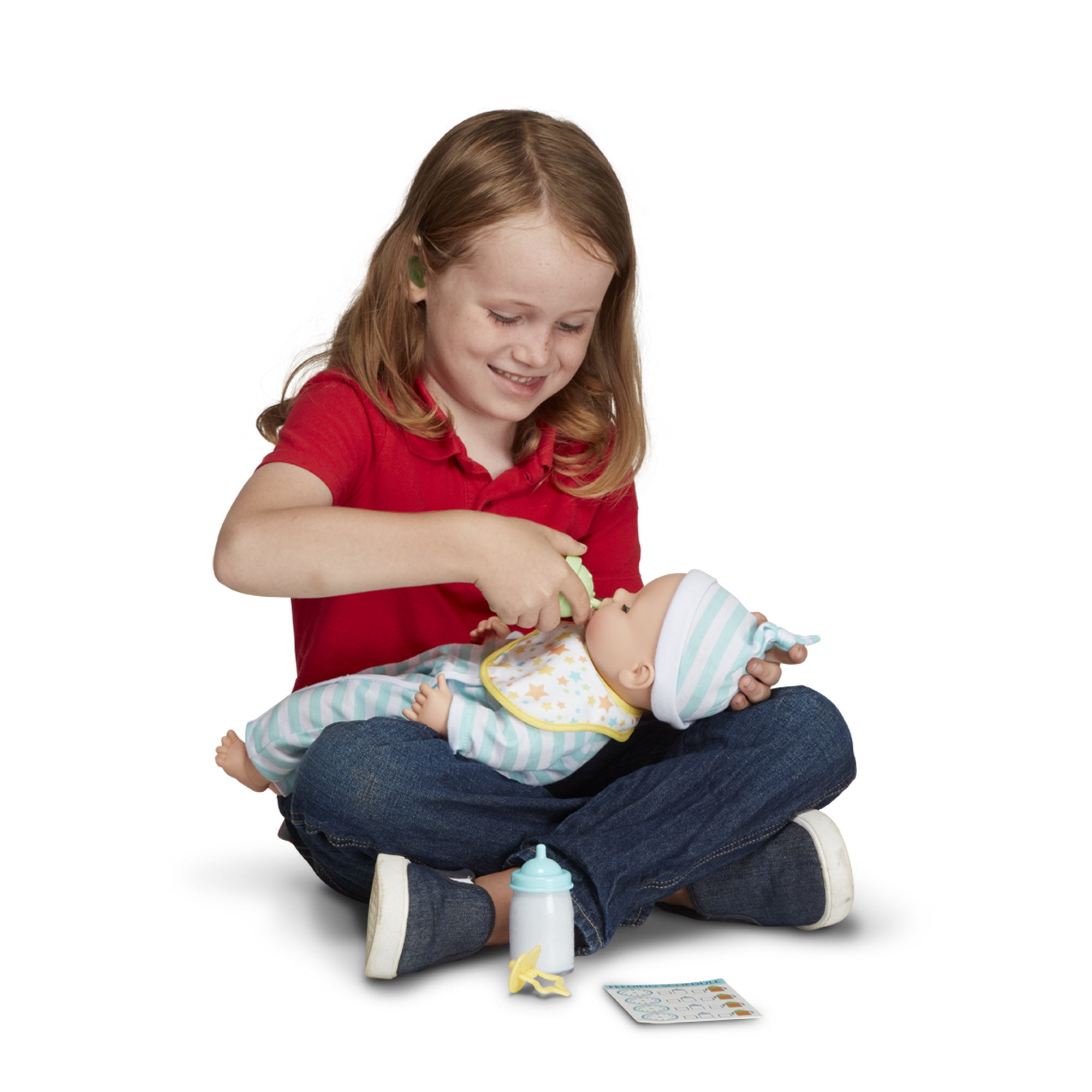 Melissa & Doug Mine to Love Bottle & Sippy Cup Play Set – “Disappearing” Liquid, Bib, Pacifier, Activity Card