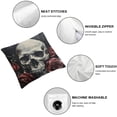 thumbnail image 4 of Acheng Skull Rose Pack of 2 Decorative Throw Pillow Covers, Square Cushion Cover Home Decor for Sofa Couch Bed Chair White, 4 of 6