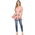 thumbnail image 5 of Sakkas Albina Island Relaxed Fit Embroidery Cap Sleeves Blouse / Top - Guava - Plus Size, 5 of 5