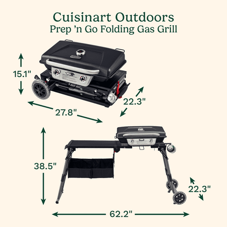 Cuisinart - Prep 'N Go Folding Gas Grill - Black