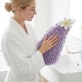 thumbnail image 4 of REGALWOVEN 2 Pack Cute Flower Chenille Hanging Hand Towels, Soft Absorbent, Quick Dry Decorative Towels for Kitchen, Bathroom Purple 12" x 12", 4 of 6
