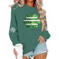 thumbnail image 5 of LEKWK St.Patricks Day Shirts Women Regular Fit Crew Neck Sweatshirts Long Sleeve Tops Distressed American Flag Shamrock Print Casual Wear, 5 of 6