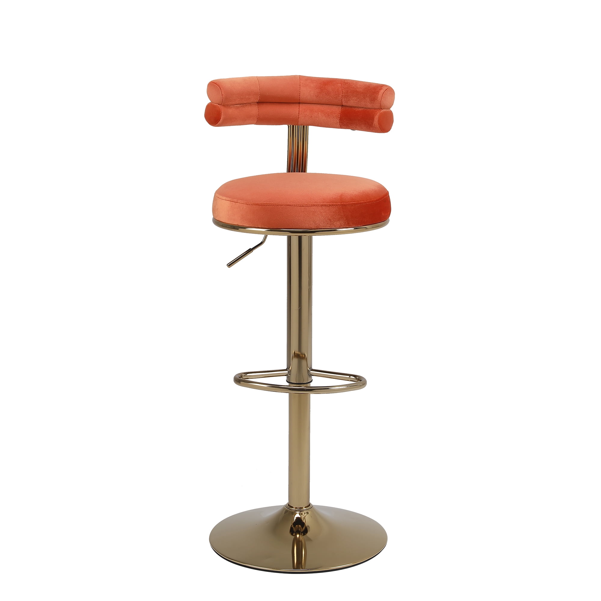 Kadyn 40.55" 2PCS Swivel Bar Stool, Adjustable Counter Height Barstools with Back and Footrest, Modern Orange Bar Chair for Home Counter
