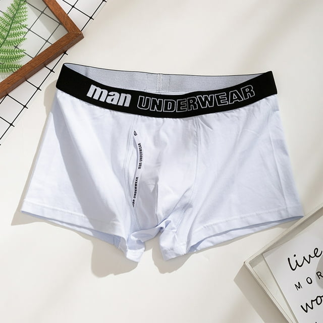 Boxers, ManUnderwear Men Middle Waist Solid Color Letters Split Comfortable Breathable Boxers Underwear