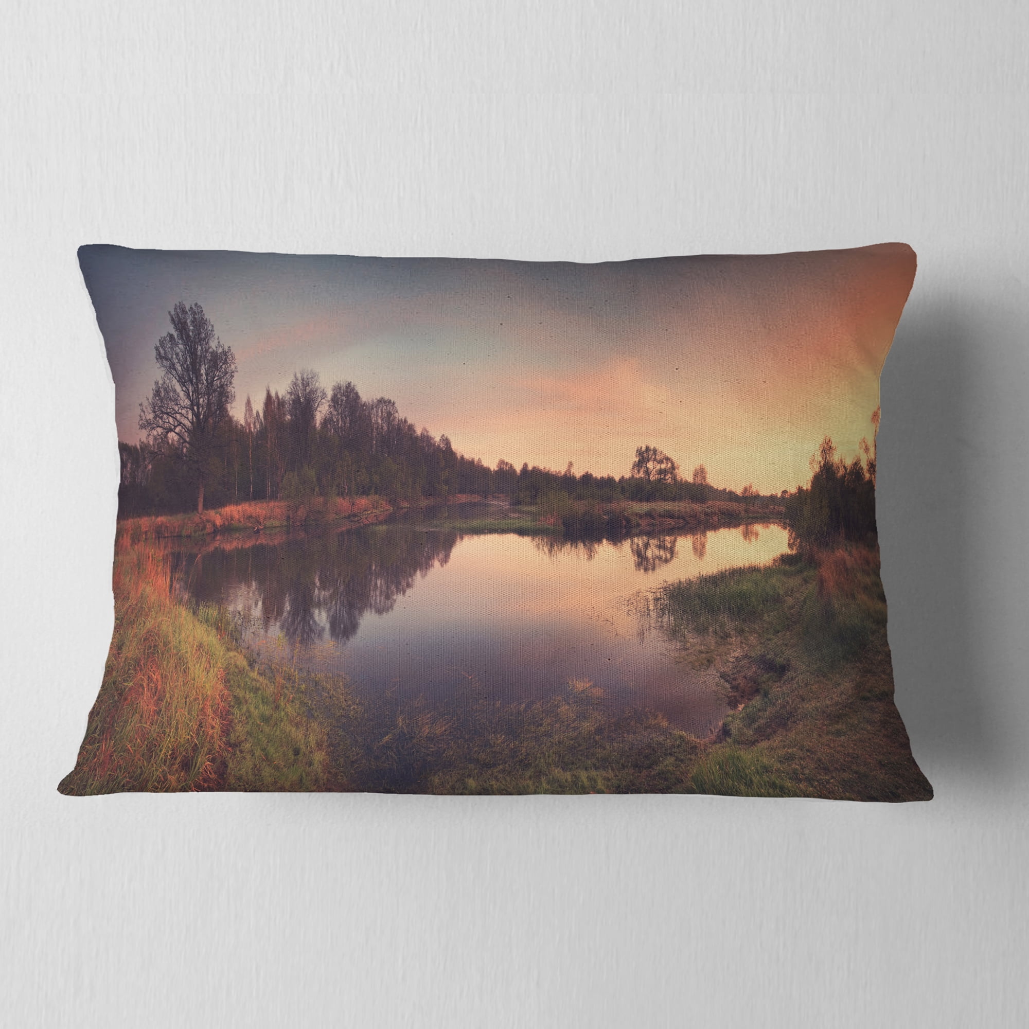 Designart Yellow Tinged Spring Mountains - Landscape Printed Throw Pillow - 12x20