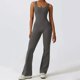 thumbnail image 3 of Body con espalda en V para mujer, trajes de Yoga para levantamiento de cadera, mono ajustado, pantalones acampanados de pierna ancha, trajes de mono de una pieza para gimnasio y Fitness, 3 of 5