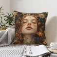 thumbnail image 6 of Haiem Whimsical Flower Crown Maiden Print Velvet Soft Solid Decorative Square Throw Pillow Covers Set with Elegant Piping Christmas Cushion Case for Sofa Bedroom Car-18"x18", 6 of 8